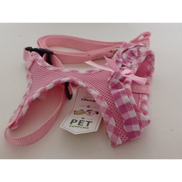 Expawlorer Pink Cat Mesh Harness With Bow & Leash, Size Small - Picture 4 of 12